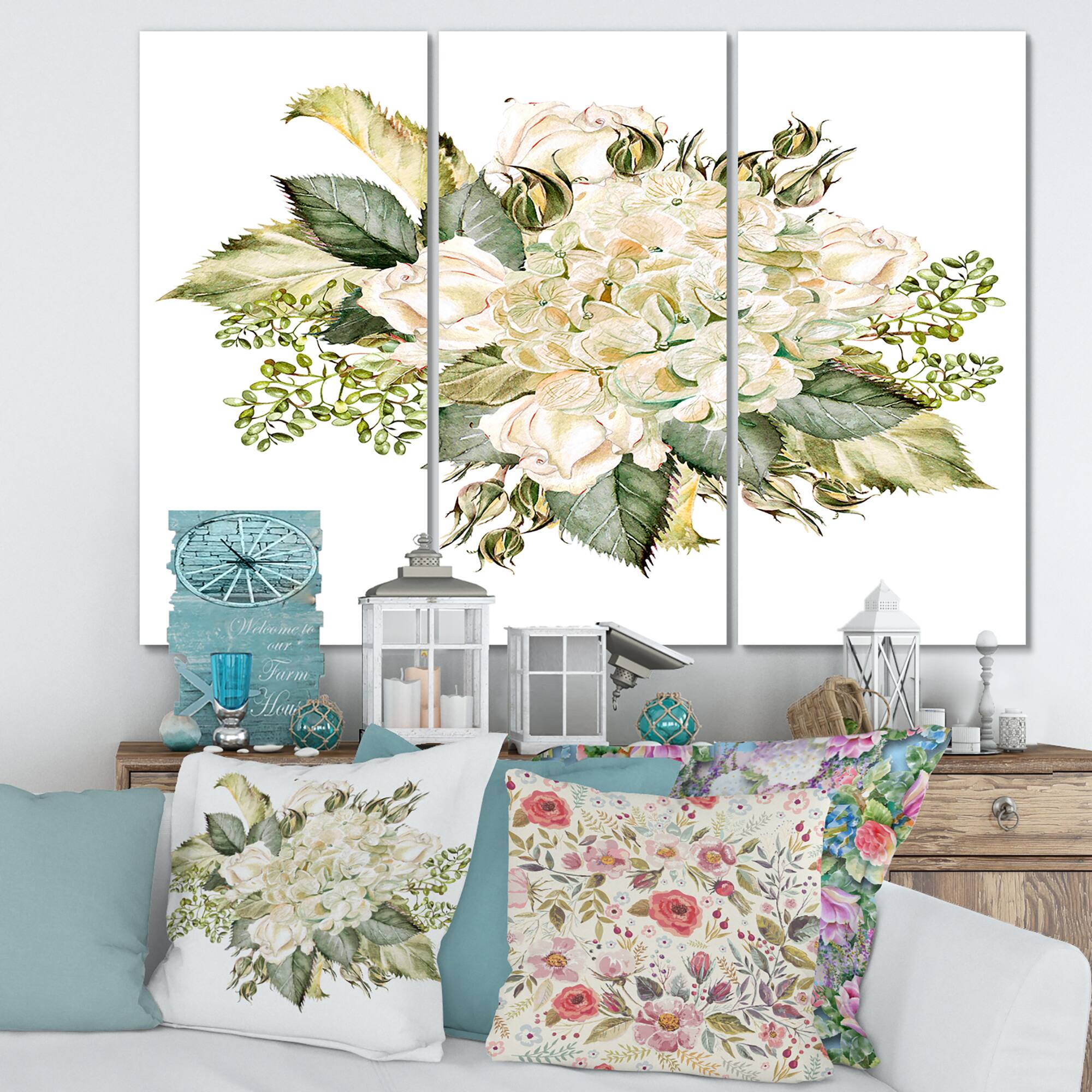 Designart - Beautiful Bouquet With Hudrangea and Roses